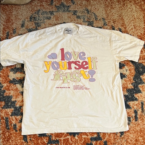 Beach Club Love Yourself First T-Shirt - White - Picture 1 of 3